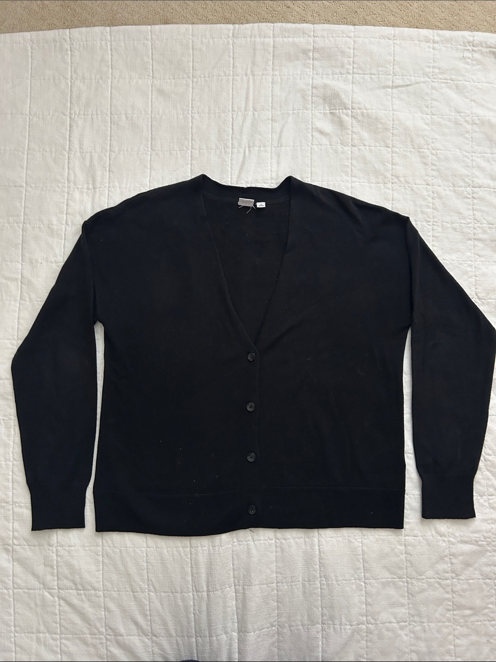GAP Black V-Neck Button-Front Cardigan